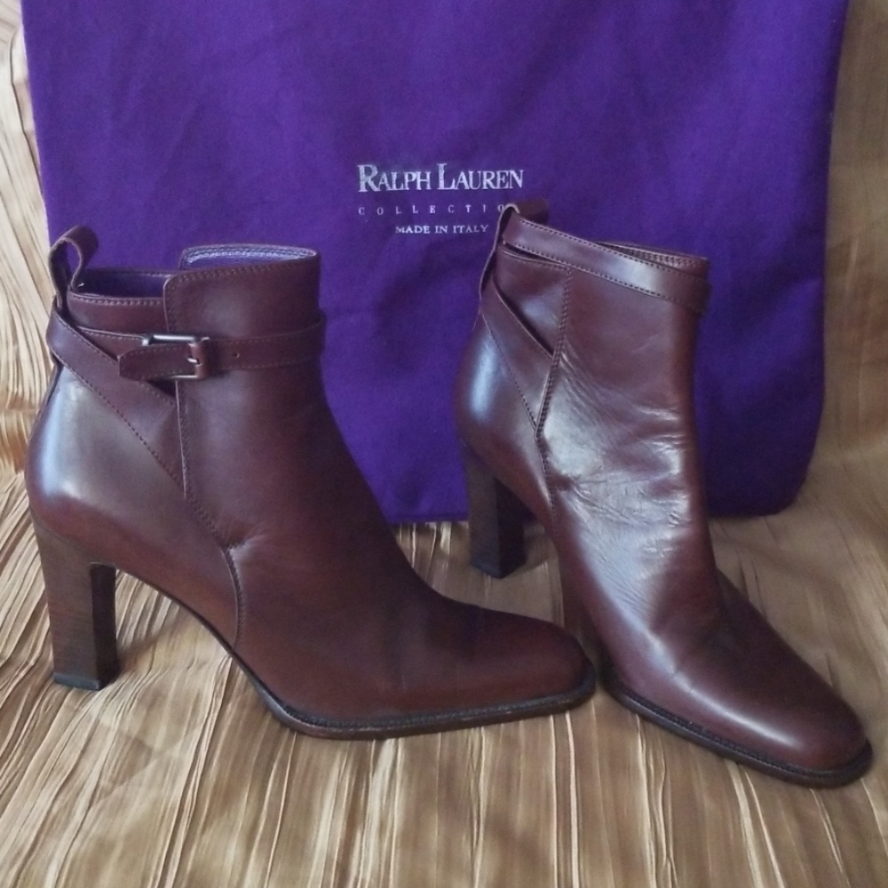 Ralph Lauren brown leather booties